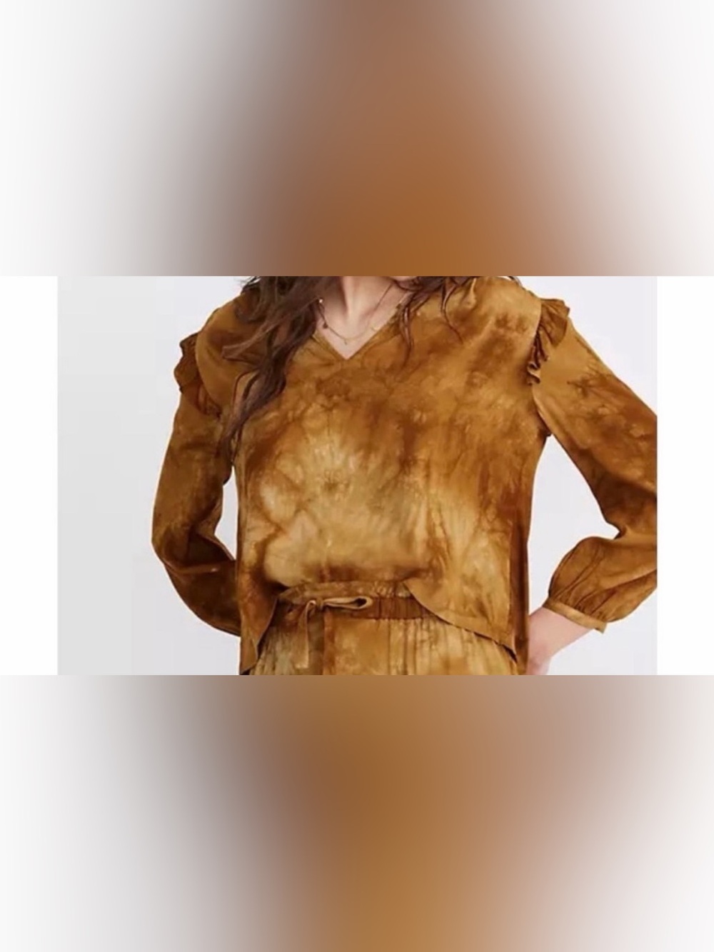 Madewell Ochre Tie-Dye V-Neck Long-Sleeve Top